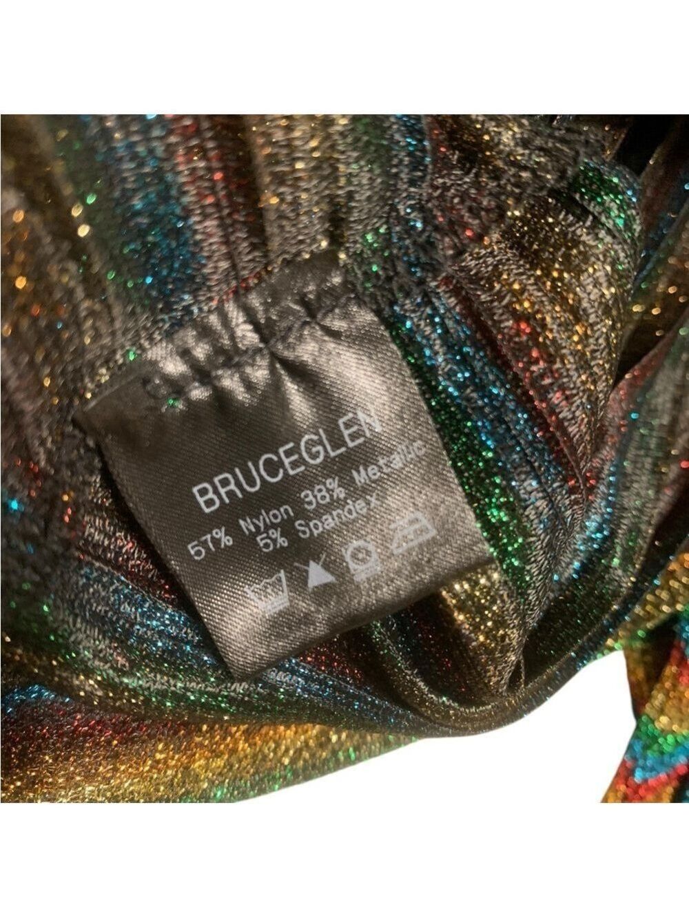 Bruce Glen rainbow disco sparkle long sleeved sheer shirt size S festival rave - Picture 5 of 6